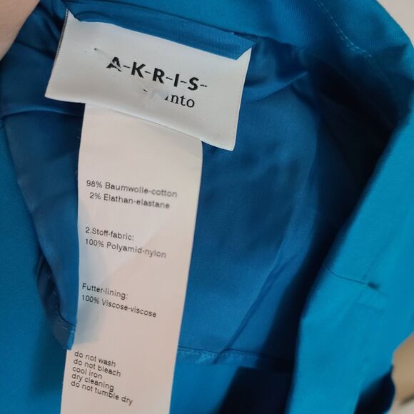 Akris Punto Jacket Women Blue Cotton 2 Buttons  Pocket 3/4 Sleeves US Sz 10 - Picture 9 of 10